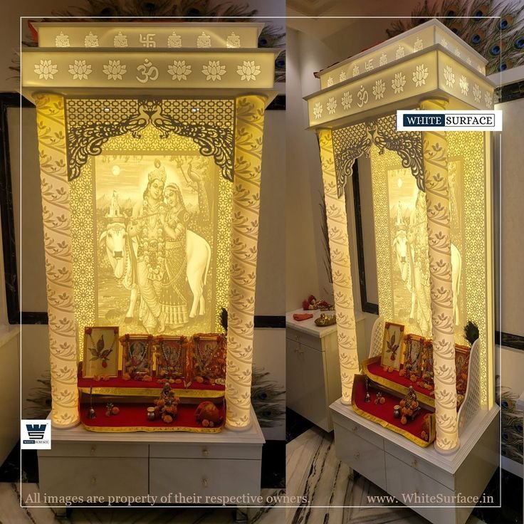 elegant corian mandir with a modern design